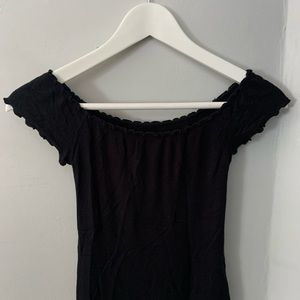 Off the shoulder black ribbed crop top